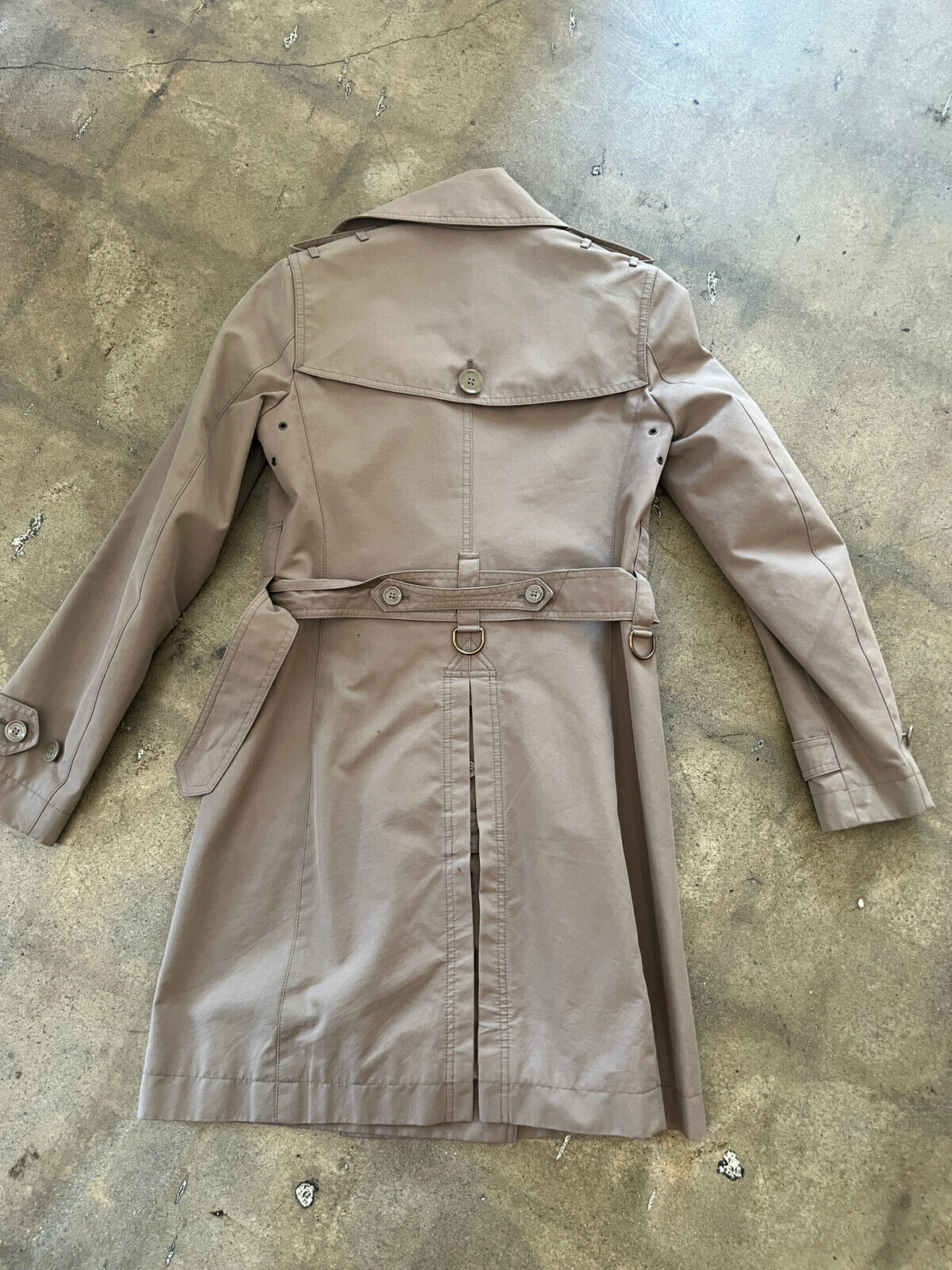 BURBERRY BRIT Tan Khaki Cotton Double Breasted Belted Trench Jacket Coat 6/4