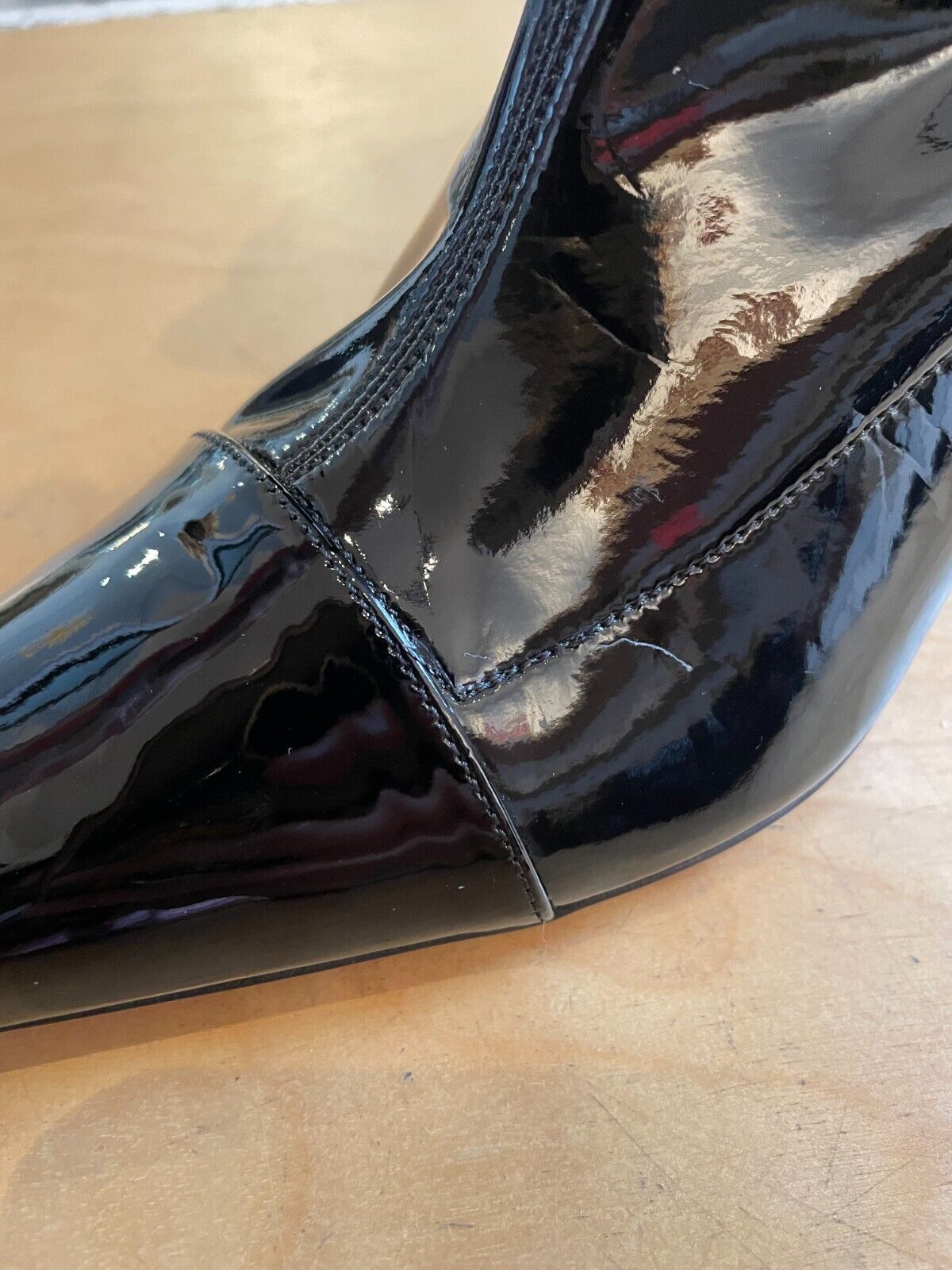 ALEXANDRE VAUTHIER NWB $1450 Helena Black Patent Leather Over The Knee Boot 41