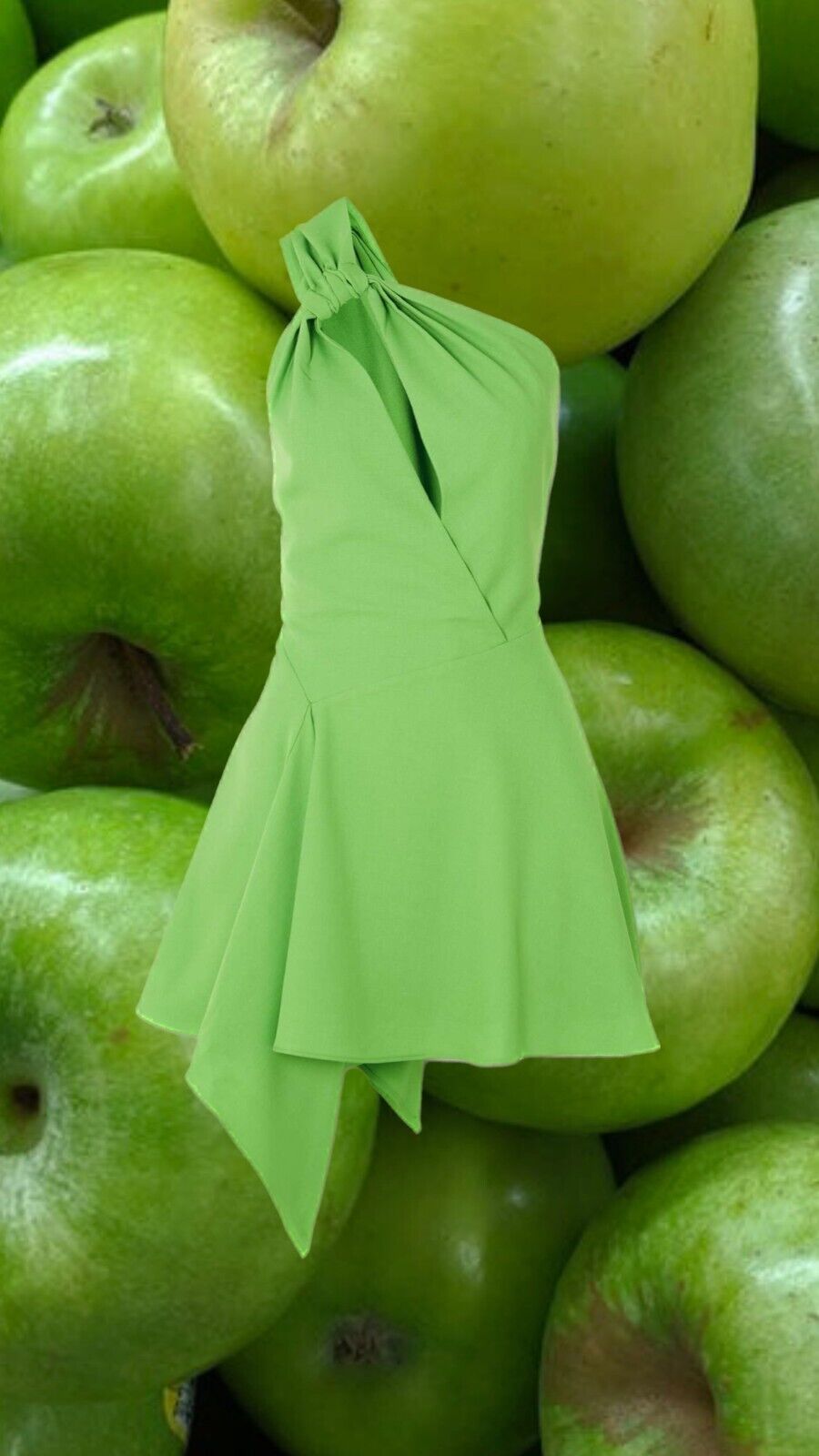 CULT GAIA NWT Eliana Green Asymmetric One Shoulder Cut Out Twill Mini Dress S