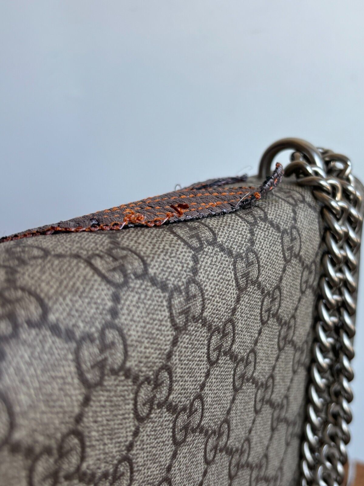 GUCCI GG Supreme Dionysus Hornet Beige Brom Monogram Logo Shoulder Bag Purse