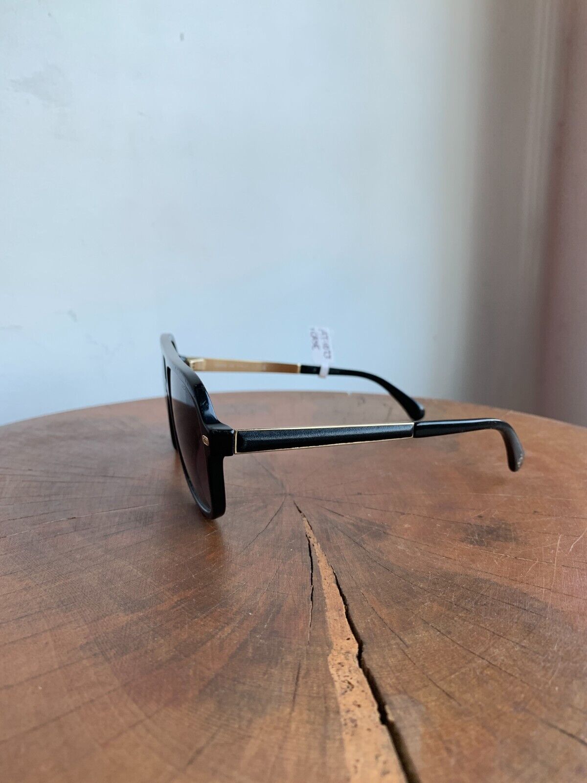 CHANEL Black Gold Acetate Calfskin Framed Pilot Aviator Glasses Sunglasses