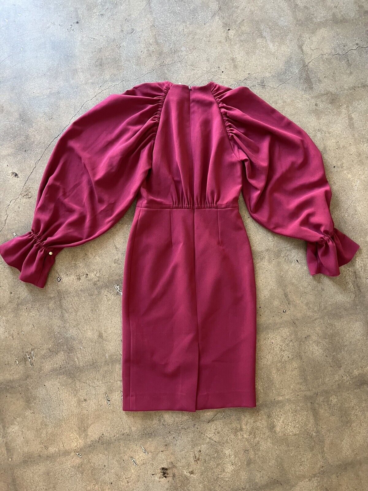ROKSANDA Purple Acetate Crewneck Long Tulip Flare Sleeve Pencil Dress UK 6 US 2