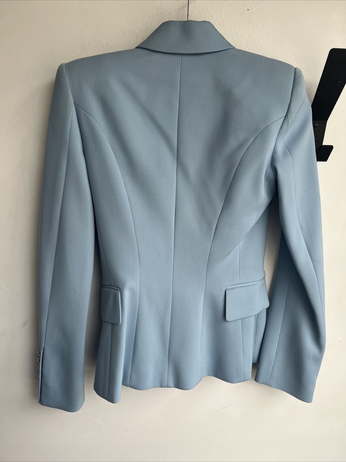 BALMAIN NEW $2500 Light Steel Pastel Blue Double Breasted Jacket Blazer 34/0