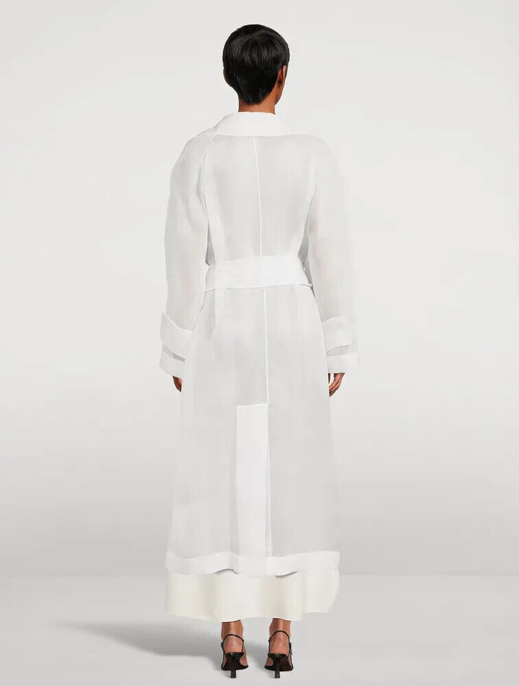 THE ROW Lau White Organza Mesh Silk Oversized Jacket Trench Coat O/S