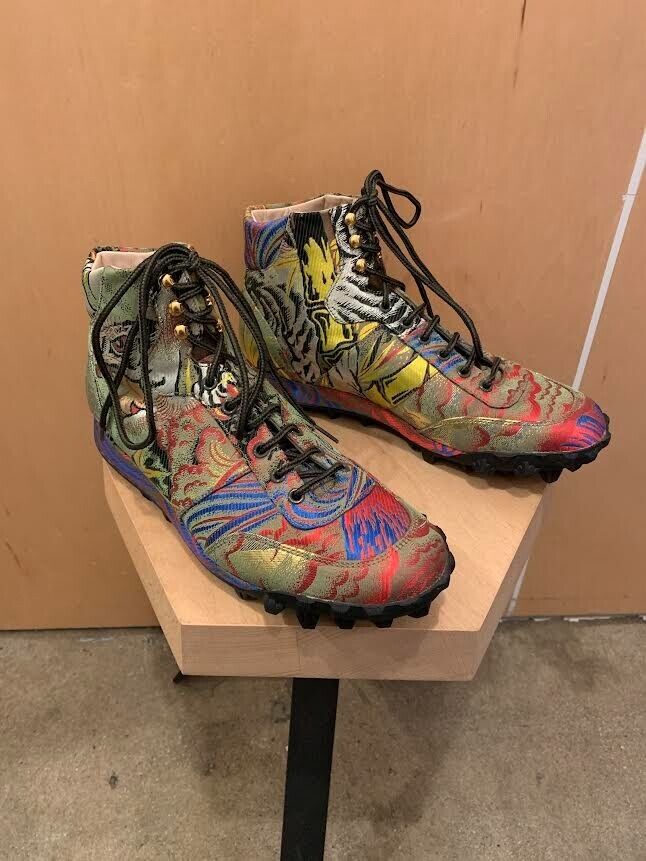 GUCCI Tiger Jacquard Multicolor Green Red Dragon Jacquard Hightop Sneaker 8