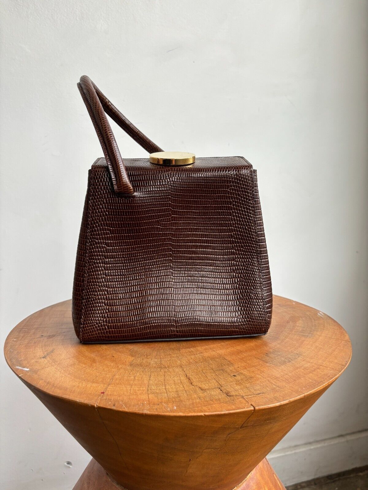 LITTLE LIFFNER Madame Mademoiselle Brown Lizard Leather Small Mini Bag Purse