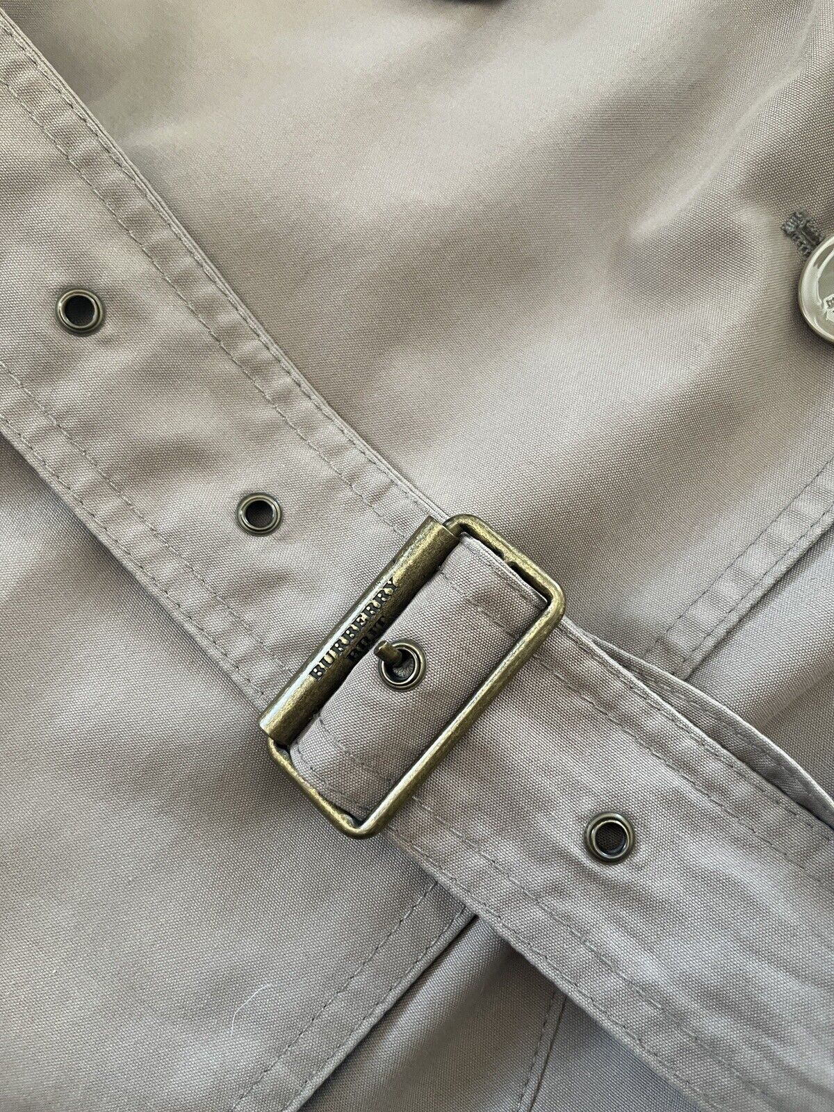 BURBERRY BRIT Tan Khaki Cotton Double Breasted Belted Trench Jacket Coat 6/4