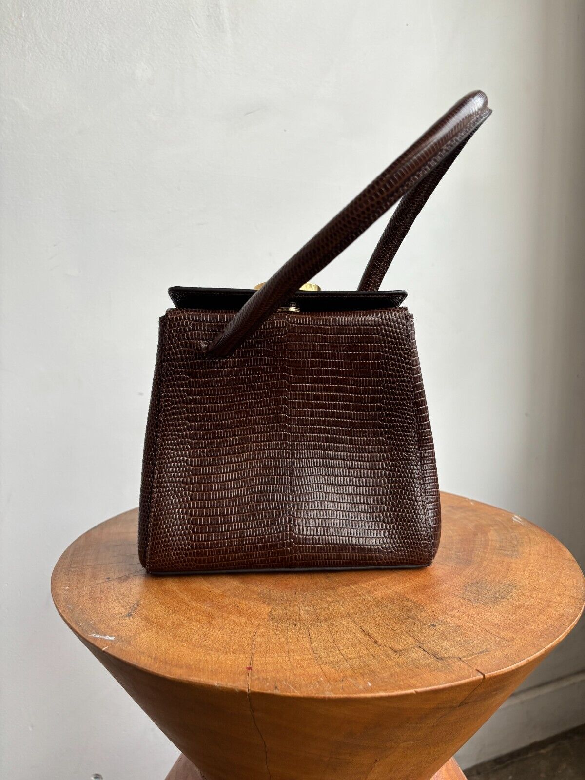 LITTLE LIFFNER Madame Mademoiselle Brown Lizard Leather Small Mini Bag Purse
