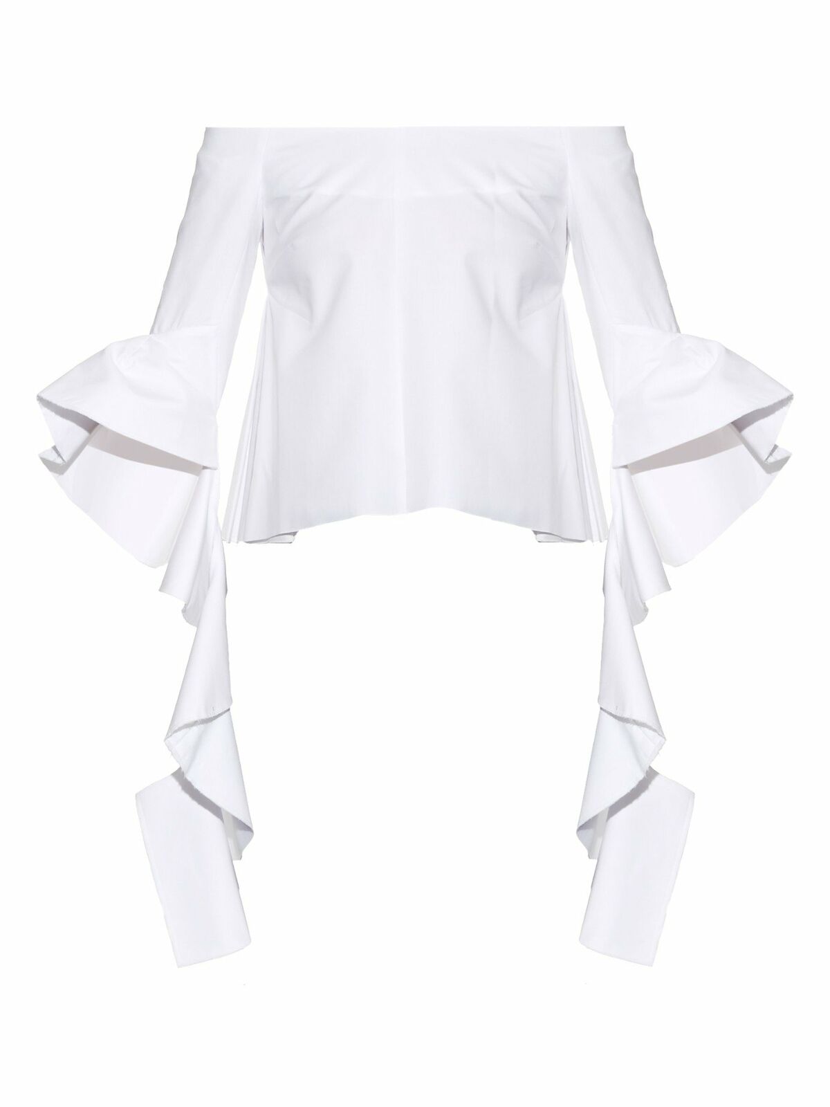 ELLERY Delores White Off The Shoulder Cotton Ruffle Long Sleeve 2
