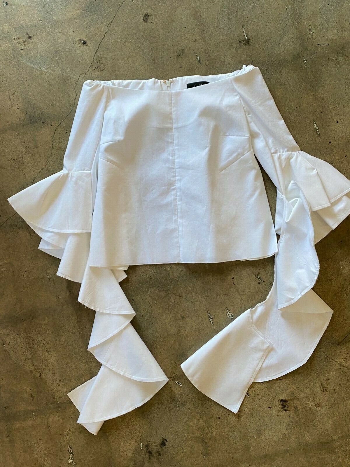 ELLERY Delores White Off The Shoulder Cotton Ruffle Long Sleeve 2