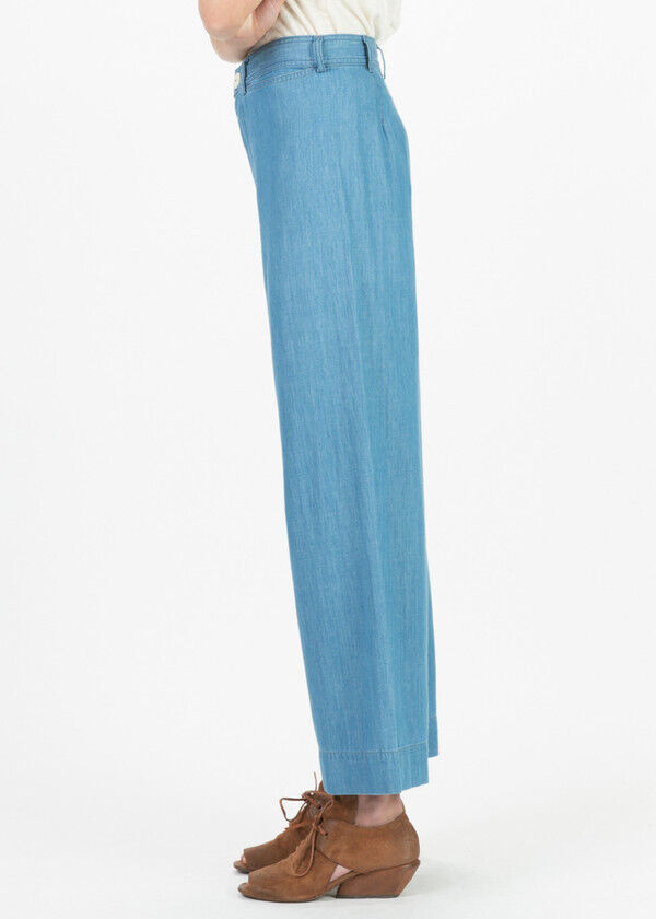 JESSE KAMM Sailor Chambray Light Blue Lightweight Cotton Cupro Trouser Pant 4