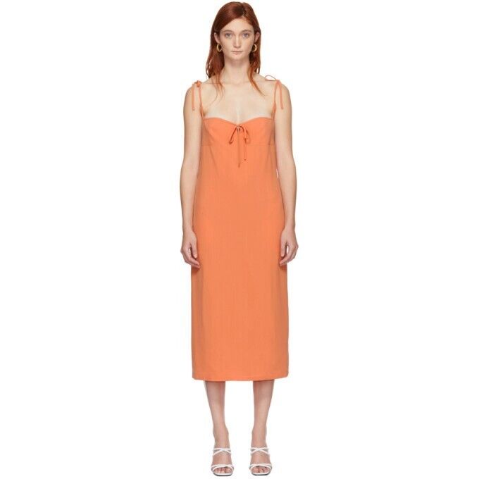 MARYAM NASSIR ZADEH MNZ Orange Serpentine Suiting Sleeveless Halter Midi Dress S