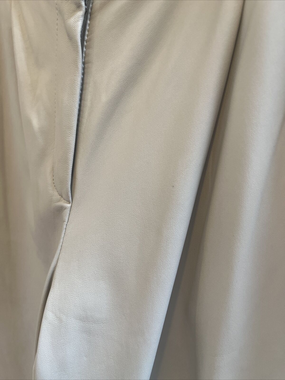 THEORY $1,300 Beige Ivory Leather Pants Straight Leg Dress Pant 0