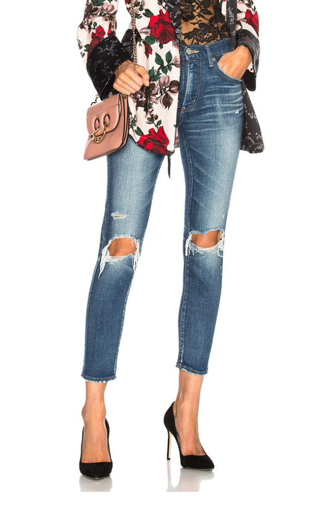 MOUSSY Comfort Nancy Distressed Ripped Knee Skinny Denim Jean 28