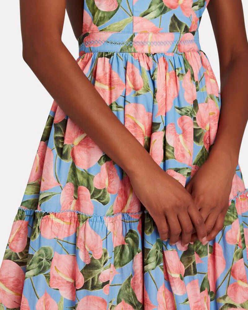 AGUA BY AGUA BENDITA Naranja Anturios Blue Pink Floral Print Halter Maxi Dress S