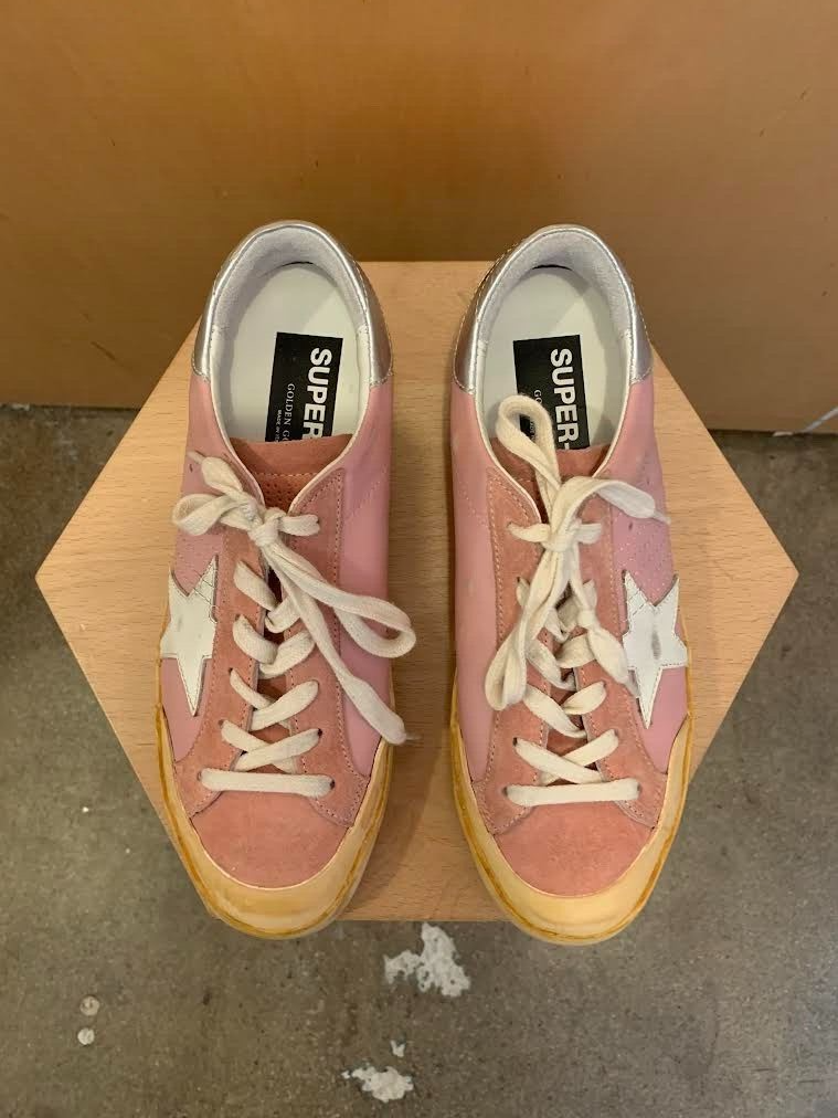 GOLDEN GOOSE Superstar Light Pink White Star Suede Leather Low-Top Sneakers 39