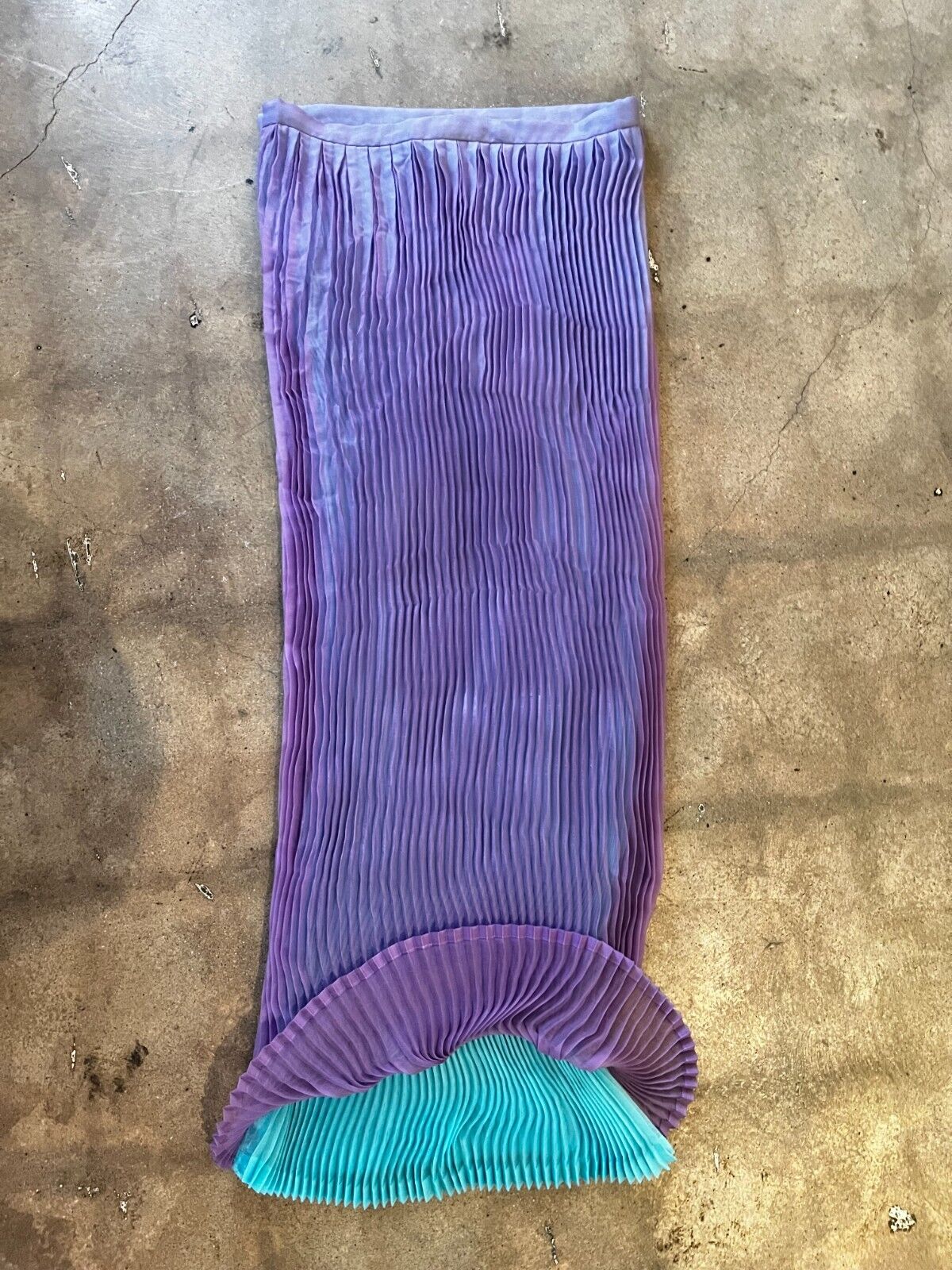 ISSEY MIYAKE VTG Purple Blue Pleated Accordion Semi Sheer Pencil Midi Skirt L
