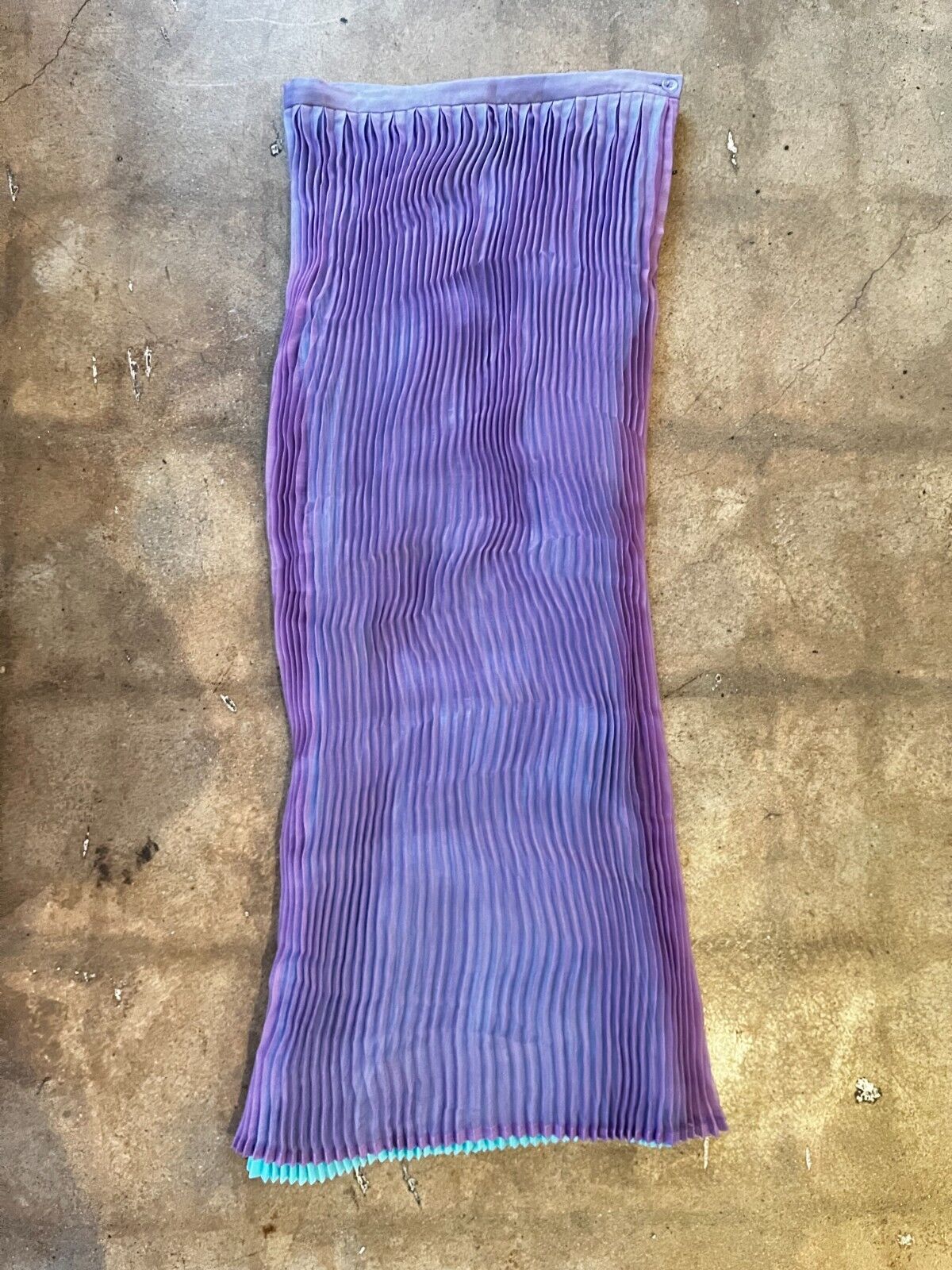 ISSEY MIYAKE VTG Purple Blue Pleated Accordion Semi Sheer Pencil Midi Skirt L