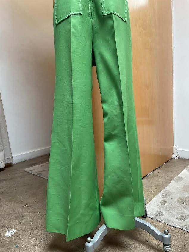 GUCCI Spring 18 Runway Cady Green Silk Wool Short Sleeve Belted Jumpsuit 38/2/0