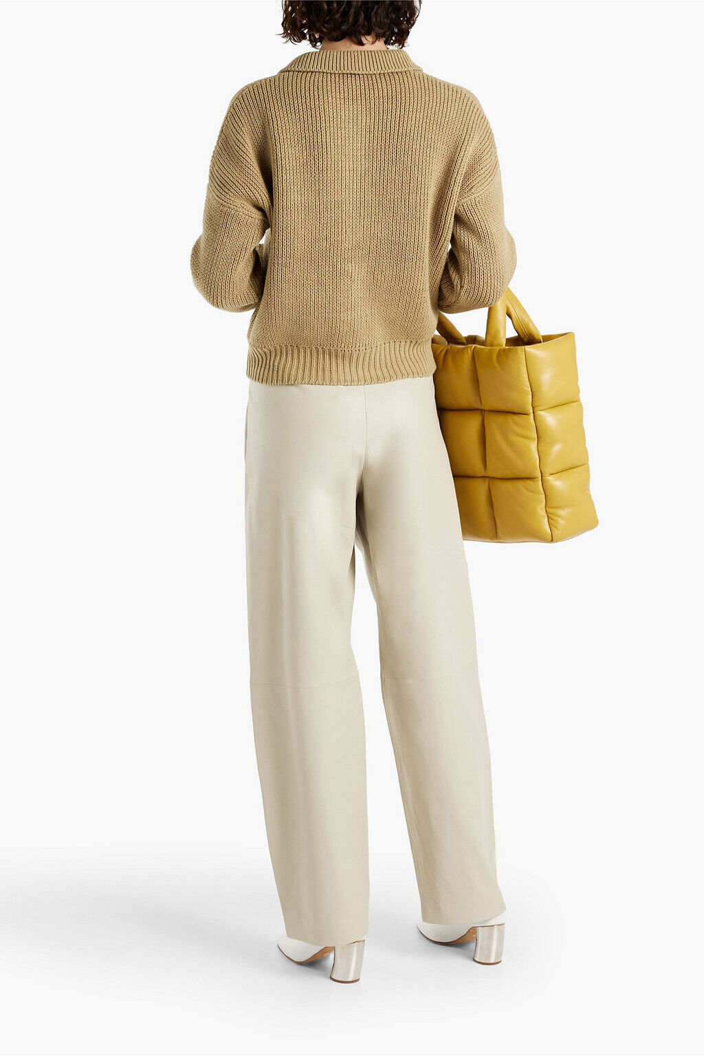THEORY $1,300 Beige Ivory Leather Pants Straight Leg Dress Pant 0