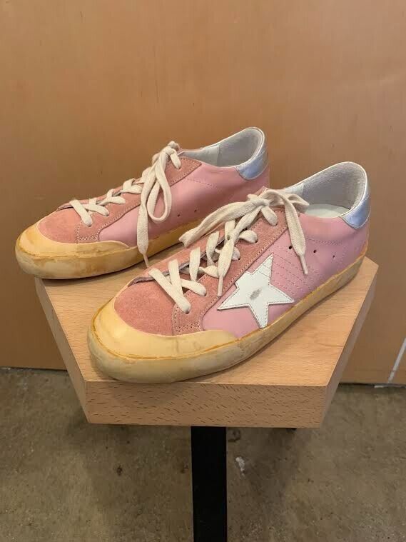 GOLDEN GOOSE Superstar Light Pink White Star Suede Leather Low-Top Sneakers 39