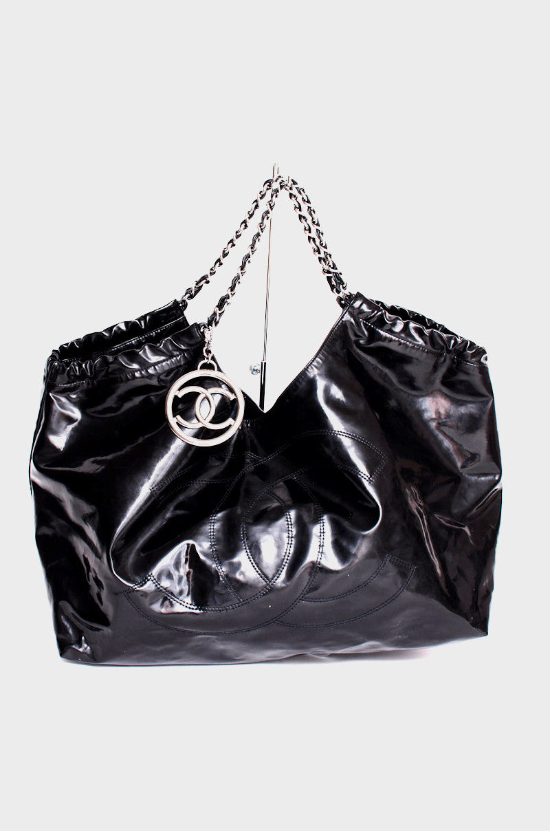 PATENT CABAS TOTE