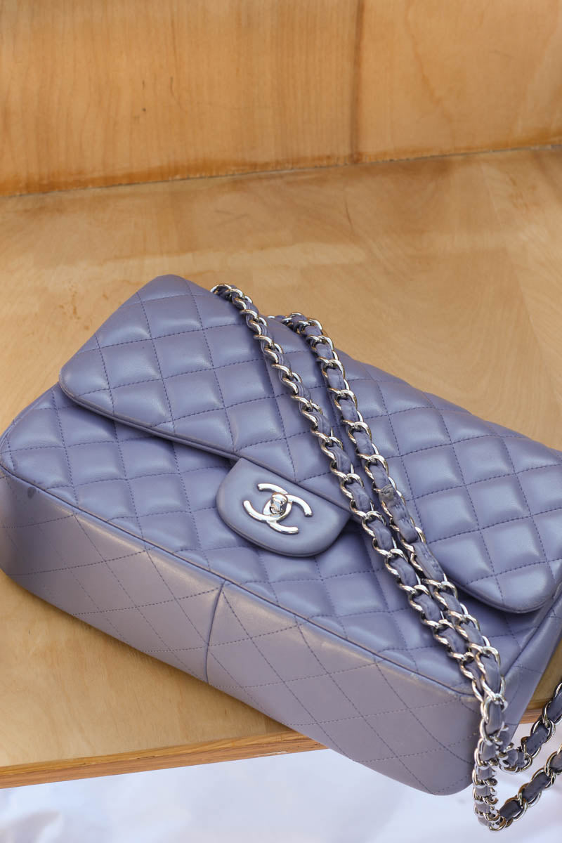 PURPLE DOUBLE FLAP BAG