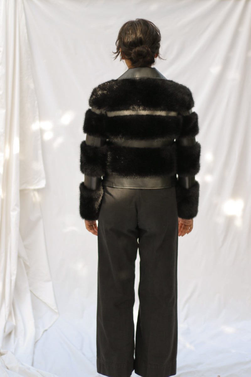 FAUX LEATHER / FUR MOTO JACKET