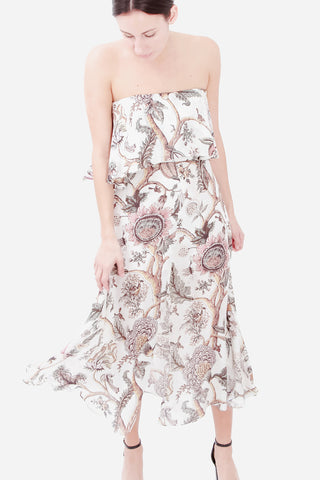 ZIMMERMANN NWT Carnaby Frill Swing Floral Print Asymmetric Silk Midi Dress 2/M