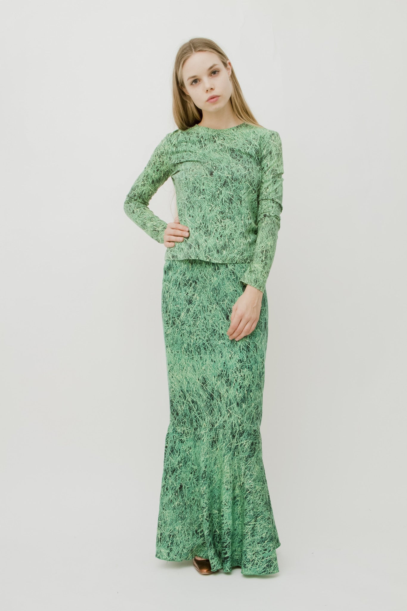 VINTAGE GRASS PRINT TWO PIECE SET