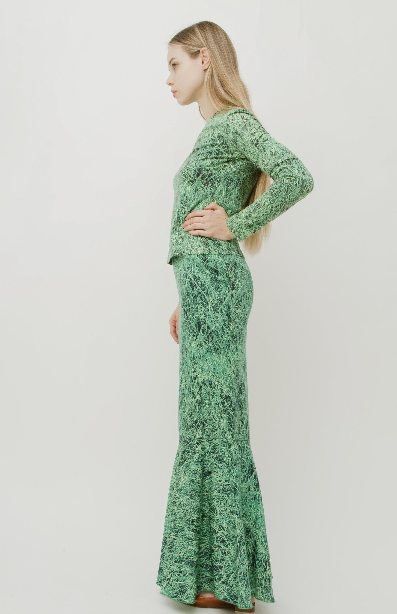 VINTAGE GRASS PRINT TWO PIECE SET