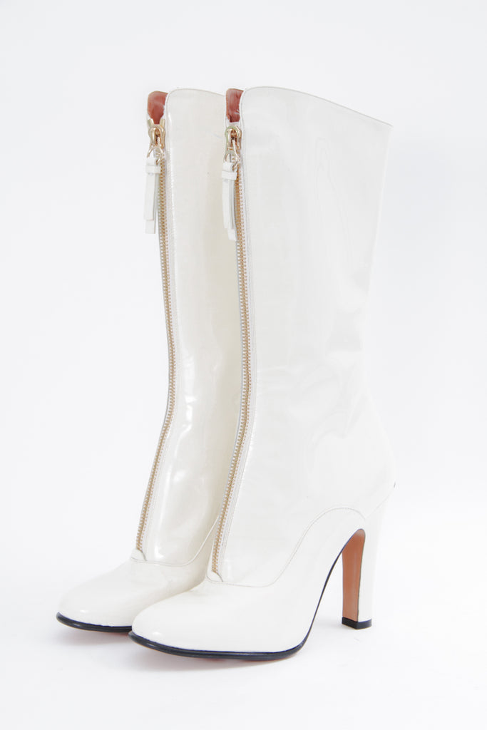 PATENT ZIP BOOT WITH TAGS