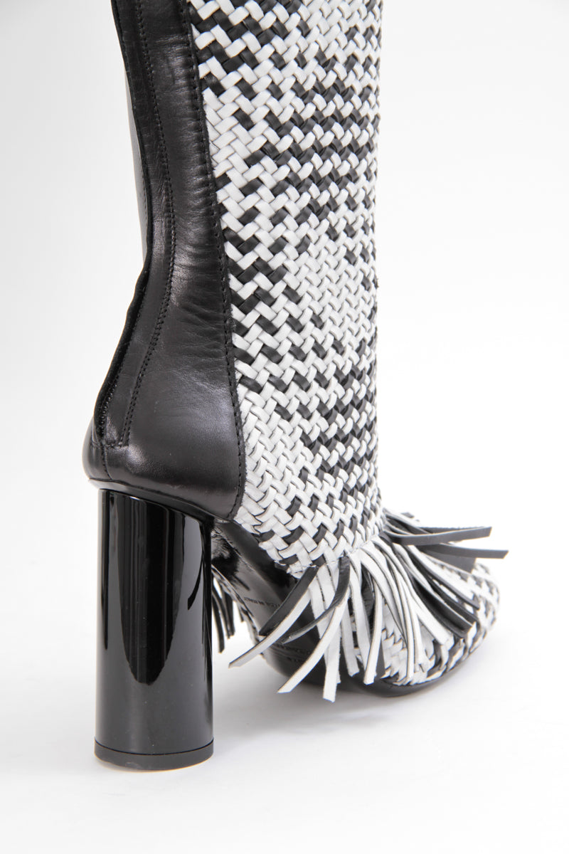 WOVEN KNEE HIGH BOOT WITH TAGS