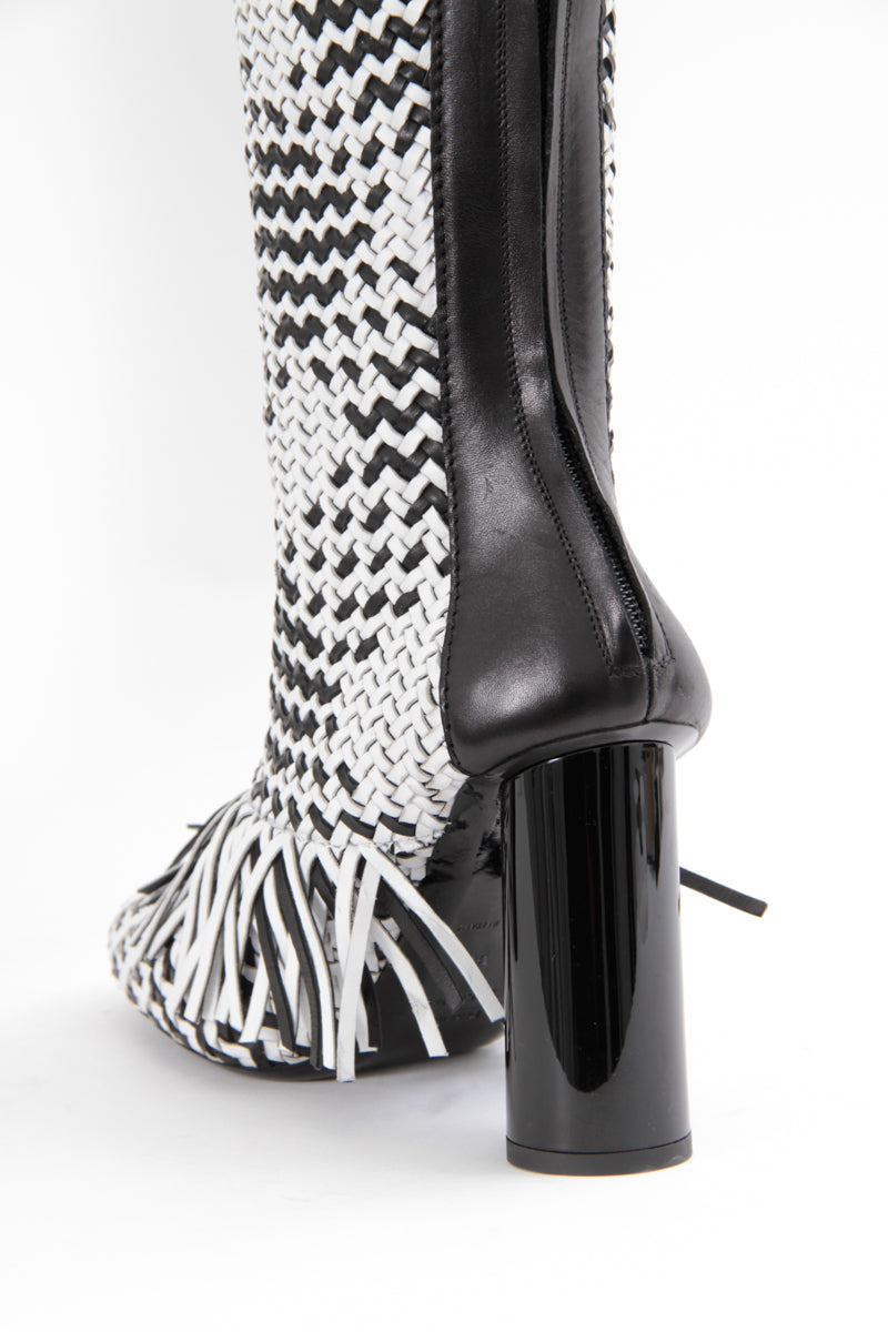 WOVEN KNEE HIGH BOOT WITH TAGS