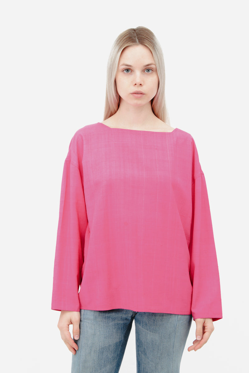 HOT PINK SILK BLOUSE