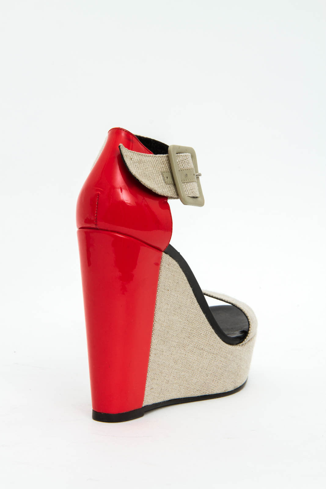 CANVAS PATENT WEDGES