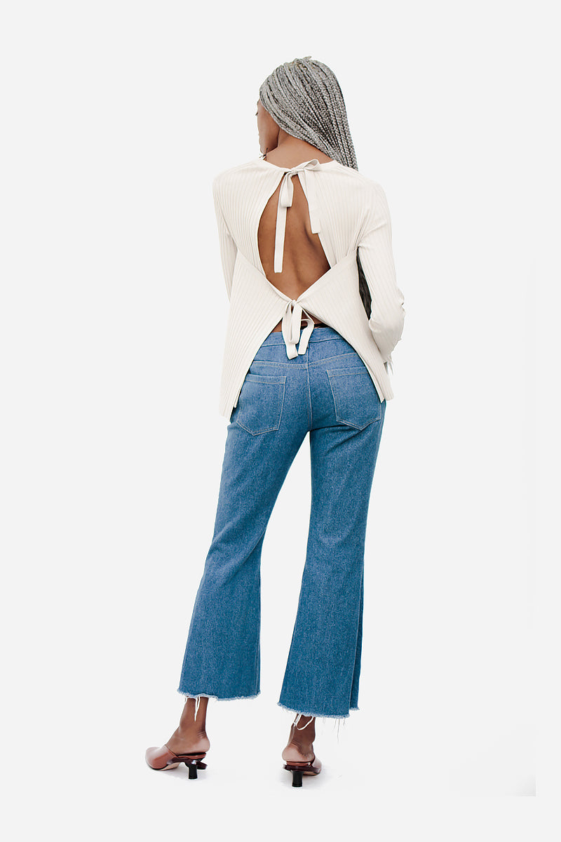 RIBBED OPEN BACK SWEATER
