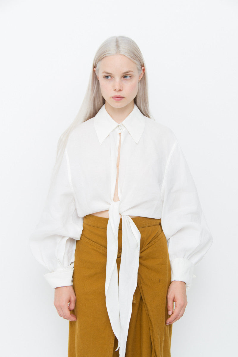 LINEN TIE BLOUSE