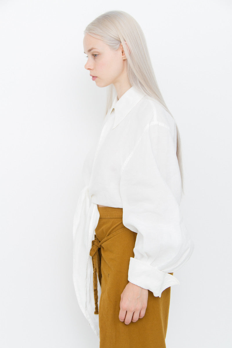 LINEN TIE BLOUSE