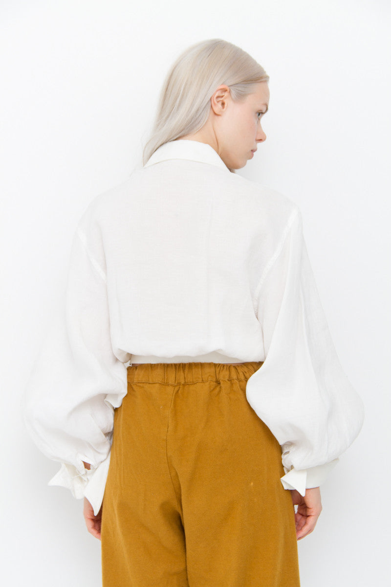 LINEN TIE BLOUSE