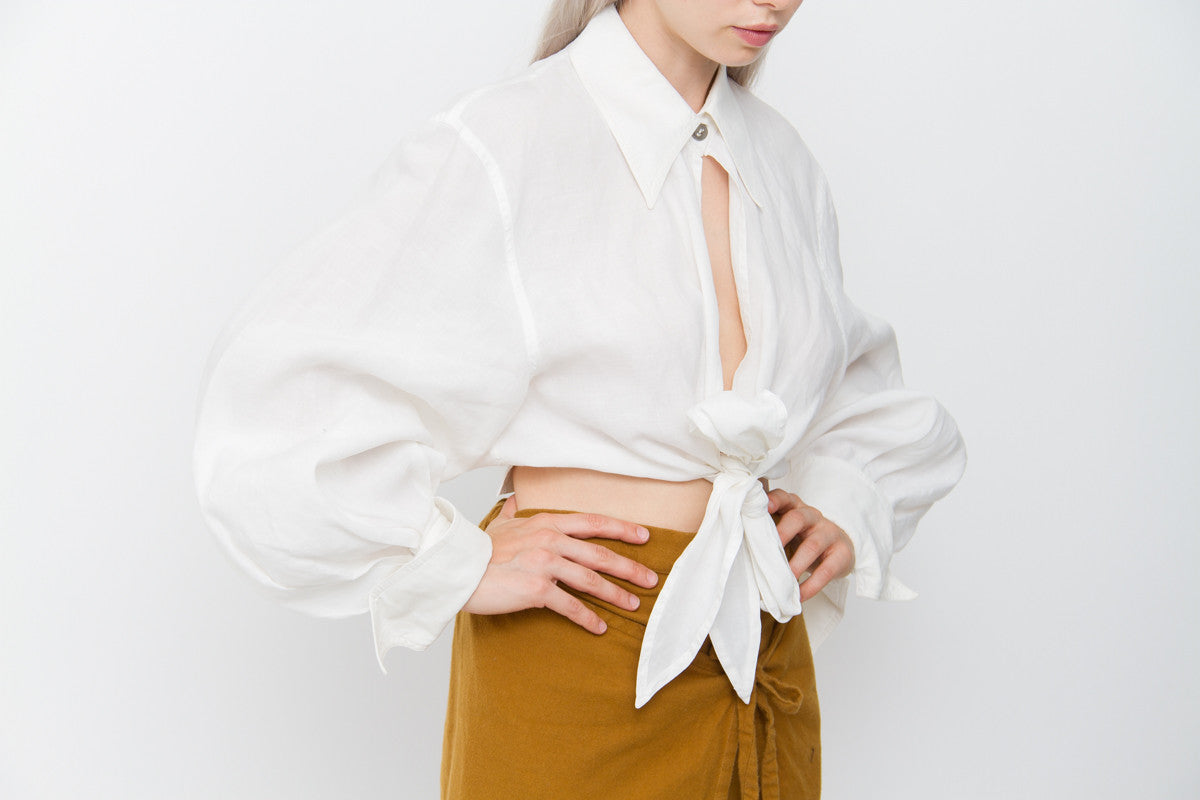 LINEN TIE BLOUSE
