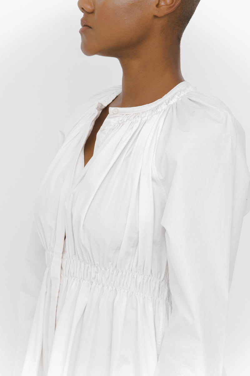 GATHERED COTTON DRESS