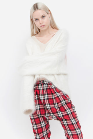 GRID CROPPED KNIT SWEATER