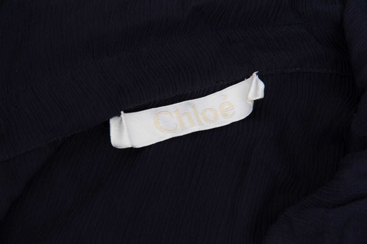 NAVY SILK BLOUSE