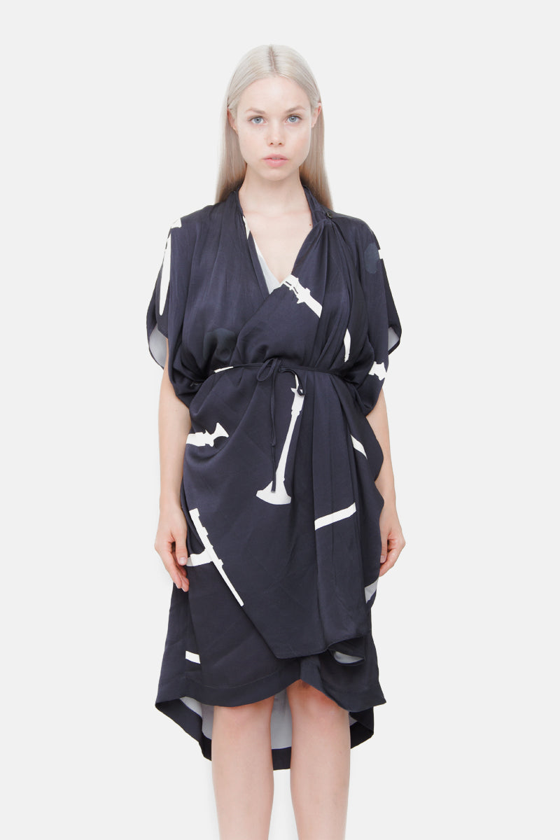 DRAPED SILK DRESS
