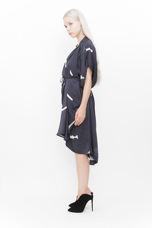 DRAPED SILK DRESS