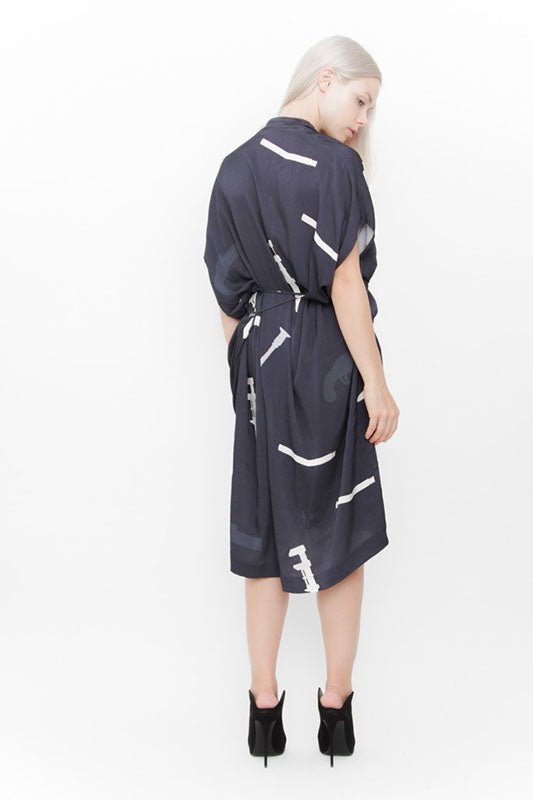 DRAPED SILK DRESS