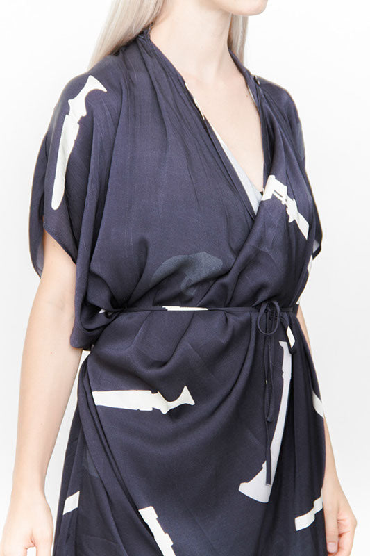 DRAPED SILK DRESS