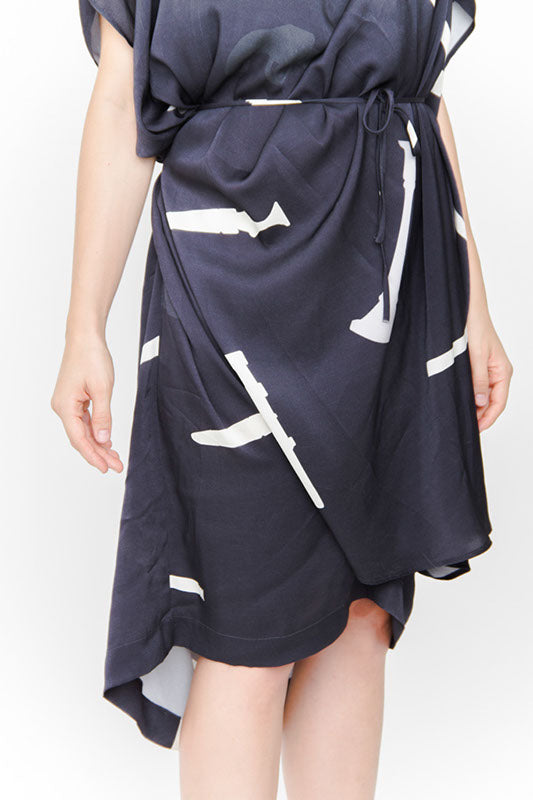 DRAPED SILK DRESS