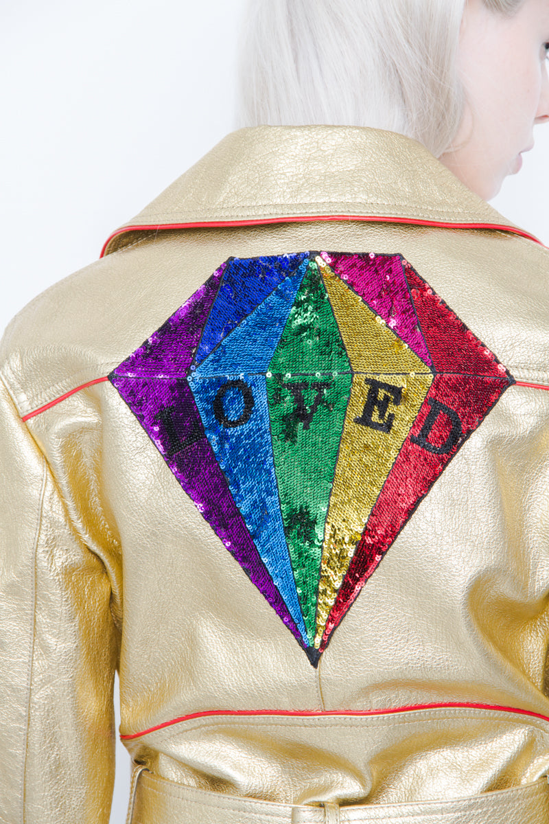 2017 NEW GOLD LEATHER JACKET